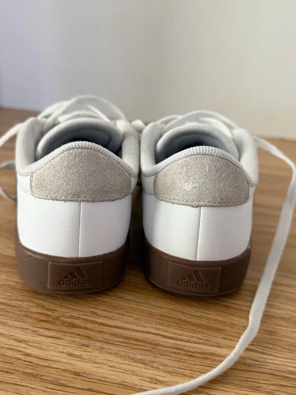 adidas White Sneakers with Black Insoles and Brown Outsole 11 boys